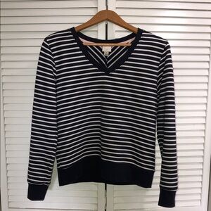 A New Day Striped V-Neck Sweater in Navy and White